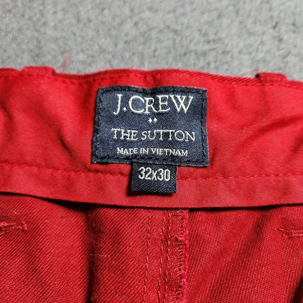 J. Crew Chino Pants Men 32X30 Red The Sutton Straight Leg